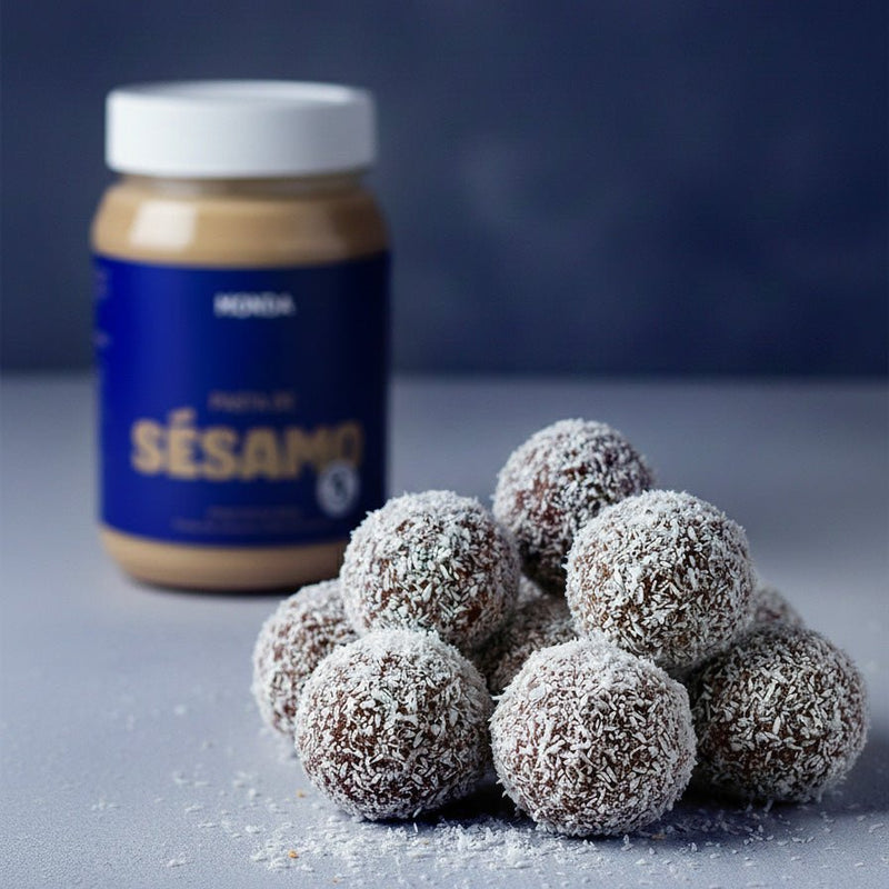 Trufas de pasta de sésamo y coco - Monda